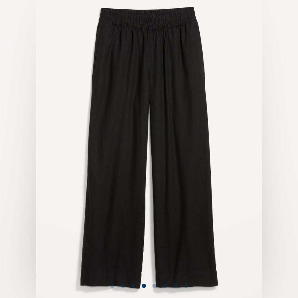 High waisted linen blend wide leg pant